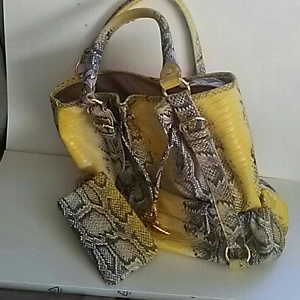 Iman snakeskin print bag with matching pouch